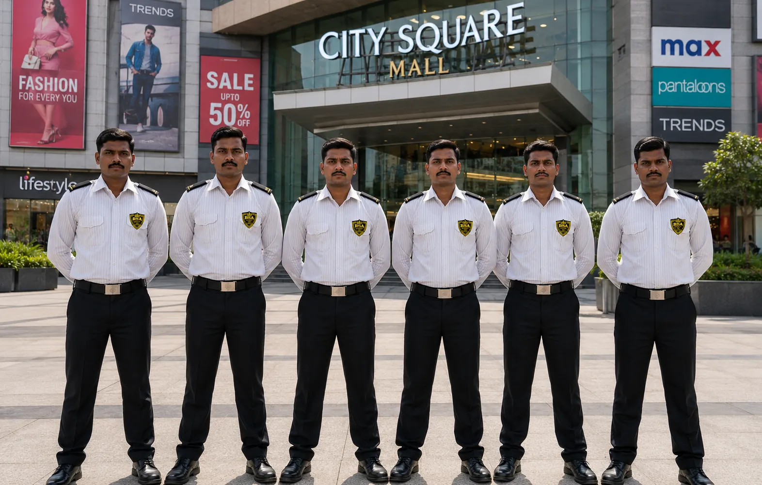 Six BSA security guards stationed outside City Square Mall